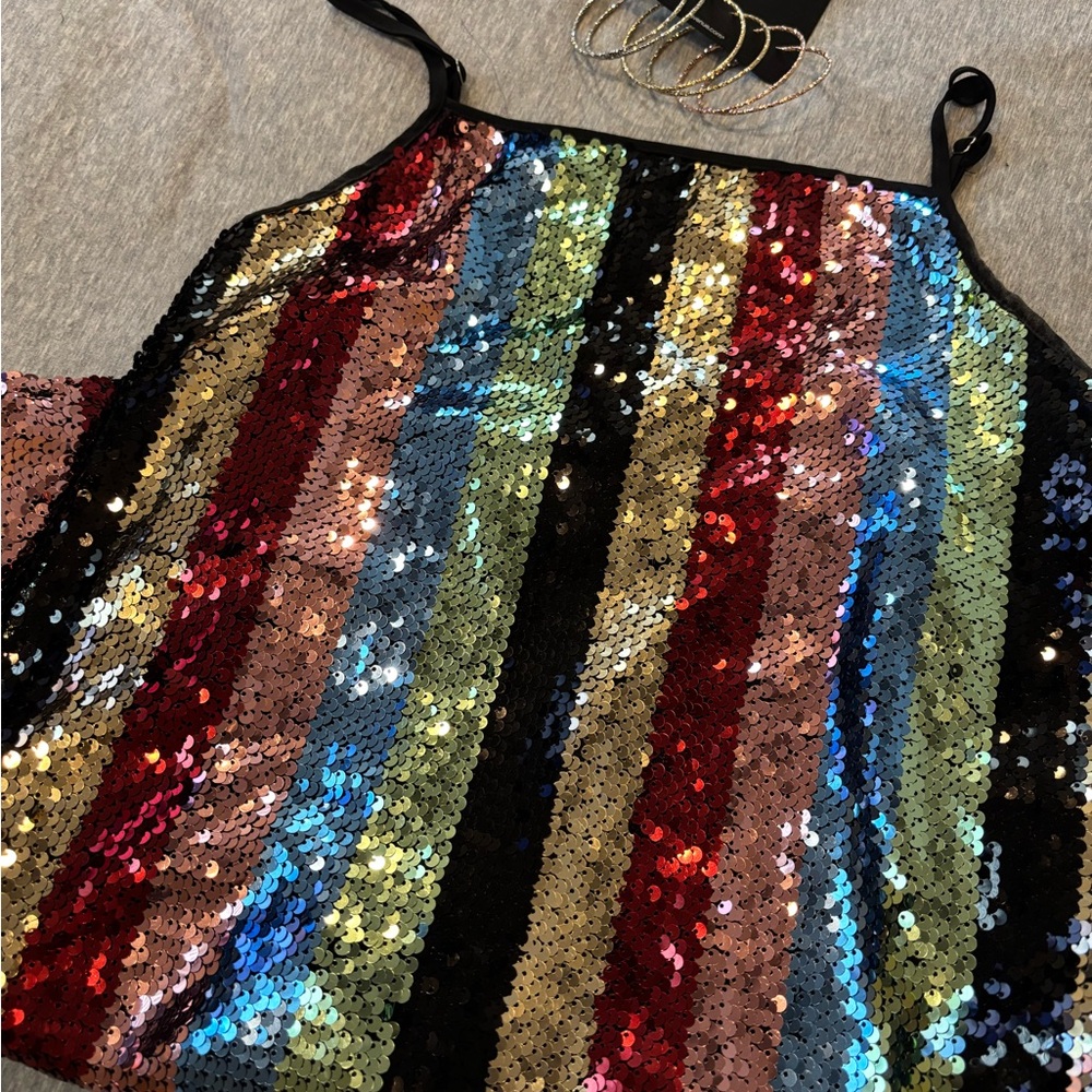 Multicolor Sequin Striped Dress